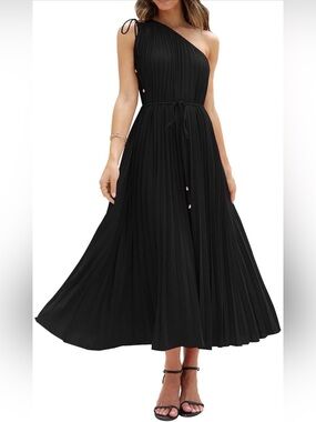 Women's XL Black Drawstring One Shoulder Maxi Dress (+XXL one shoulder bra!)